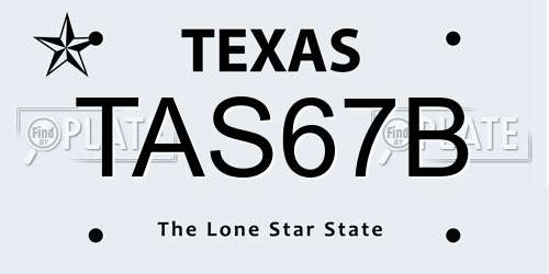 TAS67B Texas License Plate