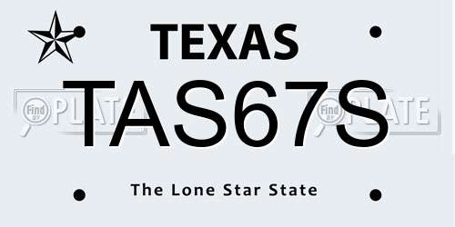 TAS67S Texas License Plate