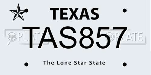 TAS857 Texas License Plate
