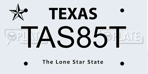TAS85T Texas License Plate