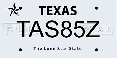 TAS85Z Texas License Plate