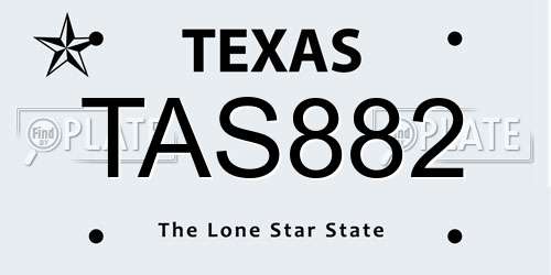 TAS882 Texas License Plate