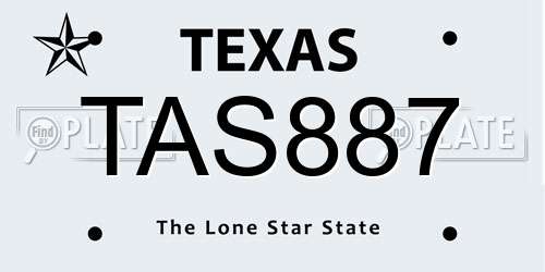TAS887 Texas License Plate