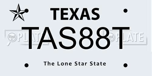 TAS88T Texas License Plate