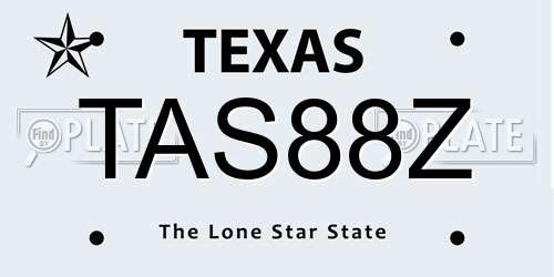 TAS88Z Texas License Plate
