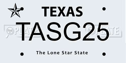 TASG25 Texas License Plate