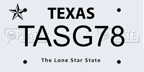 TASG78 Texas License Plate