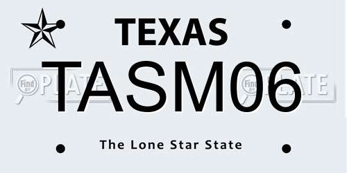 TASM06 Texas License Plate