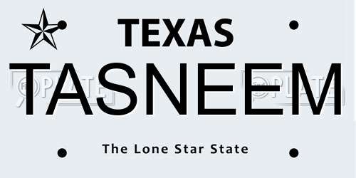 TASNEEM Texas License Plate