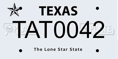 TAT0042 Texas License Plate