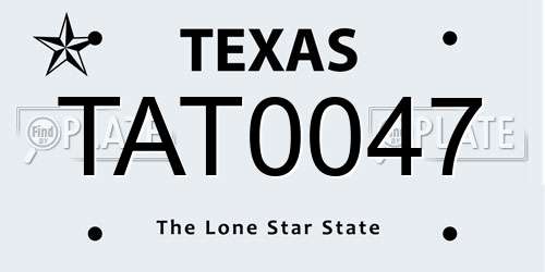 TAT0047 Texas License Plate