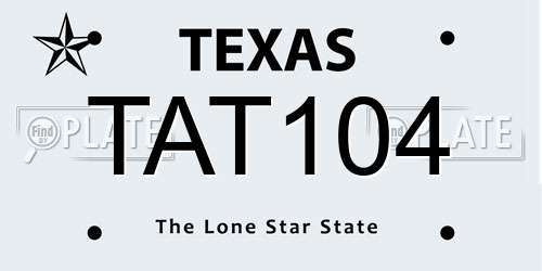 TAT104 Texas License Plate