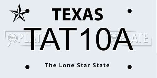 TAT10A Texas License Plate