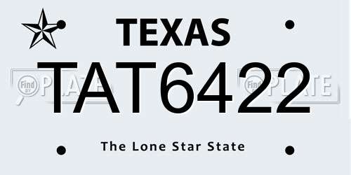 TAT6422 Texas License Plate