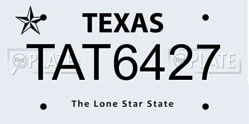 TAT6427 Texas License Plate