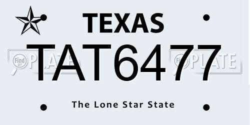 TAT6477 Texas License Plate