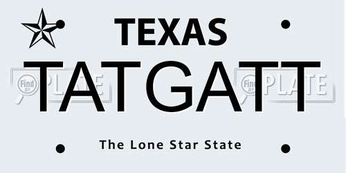 TATGATT Texas License Plate