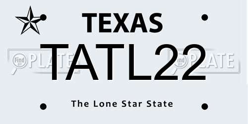 TATL22 Texas License Plate