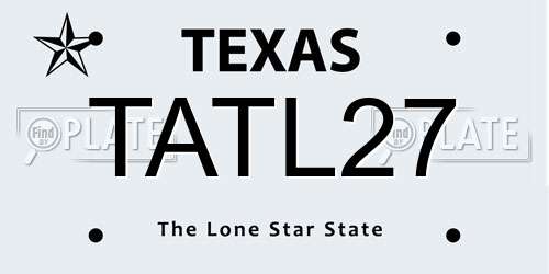 TATL27 Texas License Plate