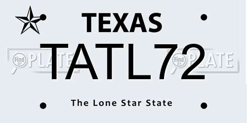 TATL72 Texas License Plate