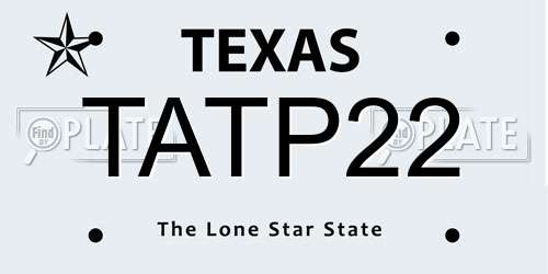 TATP22 Texas License Plate