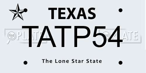 TATP54 Texas License Plate