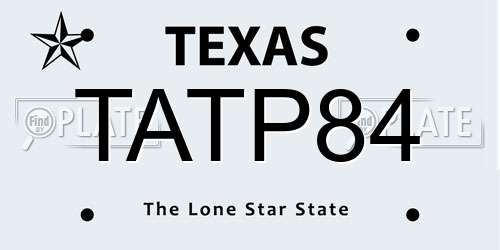 TATP84 Texas License Plate