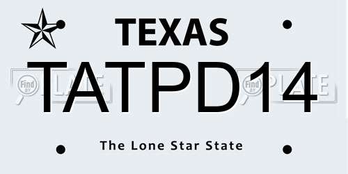 TATPD14 Texas License Plate