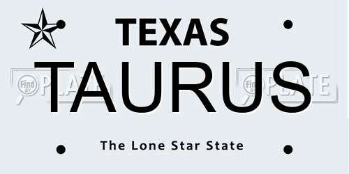 TAURUS Texas License Plate