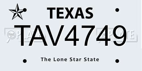 TAV4749 Texas License Plate