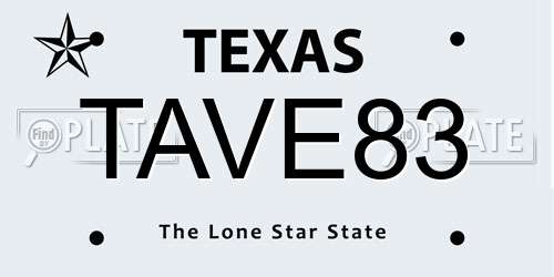 TAVE83 Texas License Plate