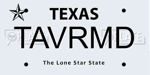 TAVRMD Texas License Plate
