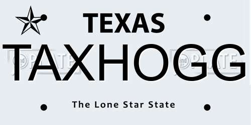 TAXHOGG Texas License Plate