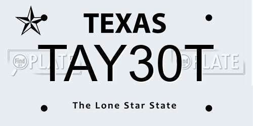 TAY30T Texas License Plate