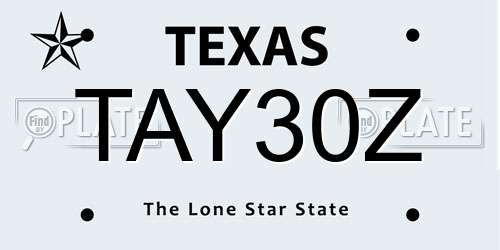 TAY30Z Texas License Plate