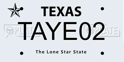 TAYE02 Texas License Plate