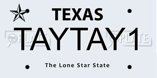 TAYTAY1 Texas License Plate