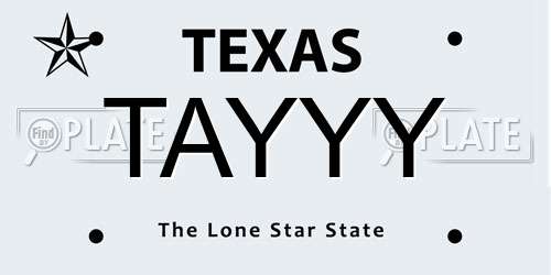 TAYYY Texas License Plate