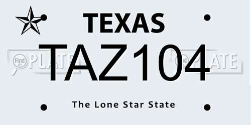 TAZ104 Texas License Plate