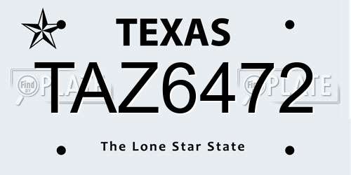 TAZ6472 Texas License Plate