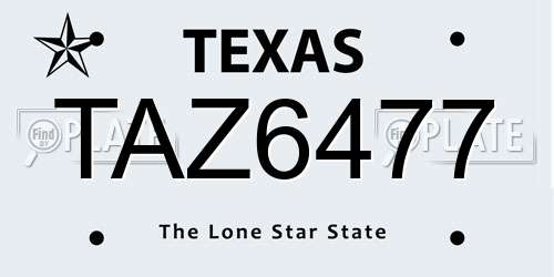 TAZ6477 Texas License Plate