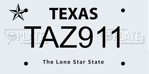 TAZ911 Texas License Plate