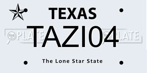 TAZI04 Texas License Plate