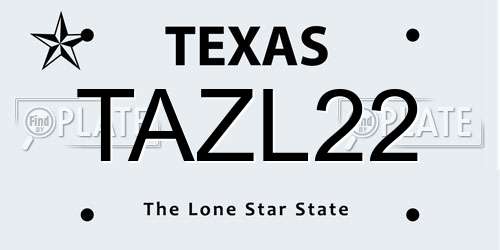 TAZL22 Texas License Plate