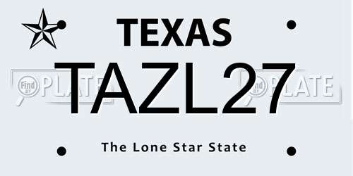 TAZL27 Texas License Plate