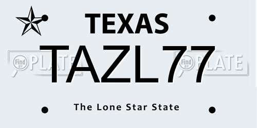 TAZL77 Texas License Plate