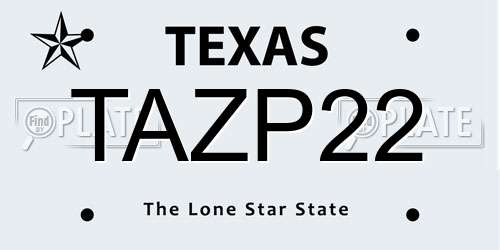 TAZP22 Texas License Plate