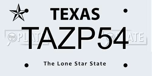 TAZP54 Texas License Plate