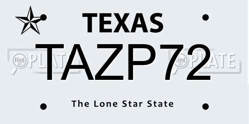 TAZP72 Texas License Plate