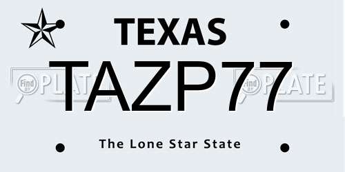 TAZP77 Texas License Plate